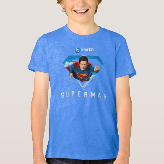 Man of Steel in Flight Tri-Blend Shirt (Front)