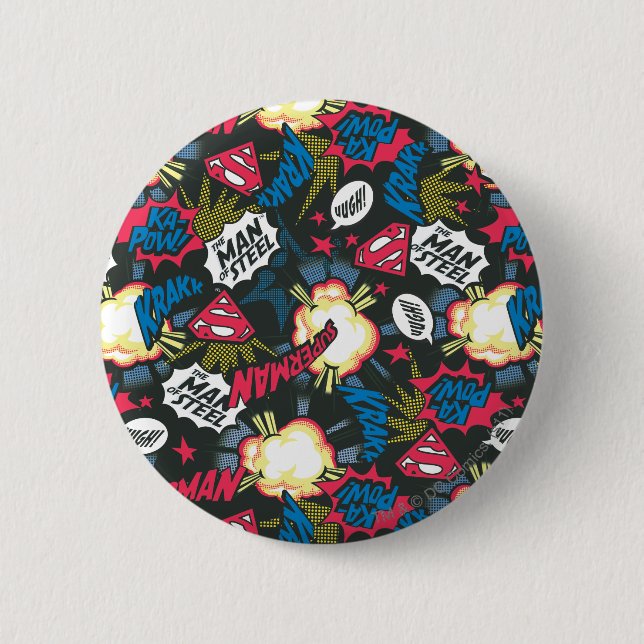 Man of Steel Logo Pattern Button (Front)