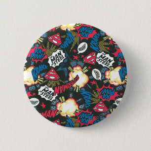 Man of Steel Logo Pattern Button