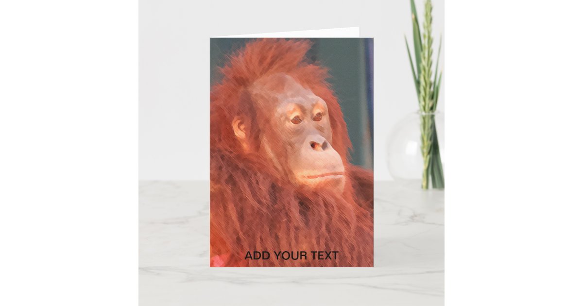 Man of the Forest Watercolor of Orangutan Holiday Card | Zazzle