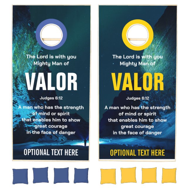 MAN OF VALOR Editable Christian  Cornhole Set (Set)