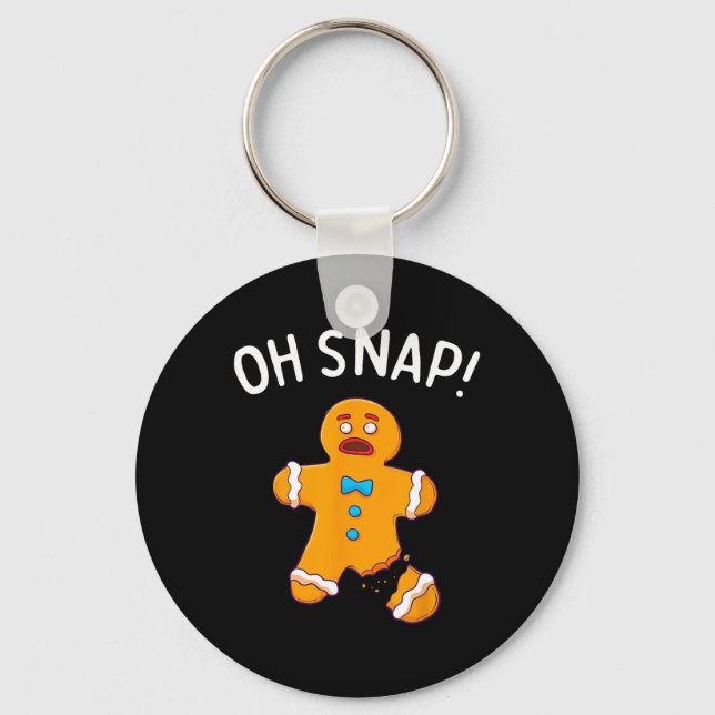 Man Oh Snap Christmas Fun Cookie Baking Gift Short Keychain (Front)
