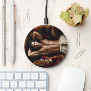 Man on a Bearskin Rug Wireless Charger