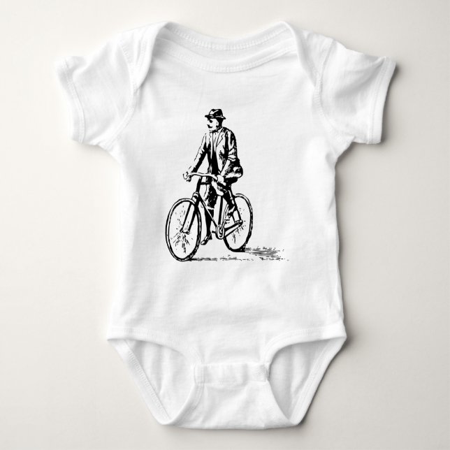 Man on a Bike - Black Baby Bodysuit (Front)