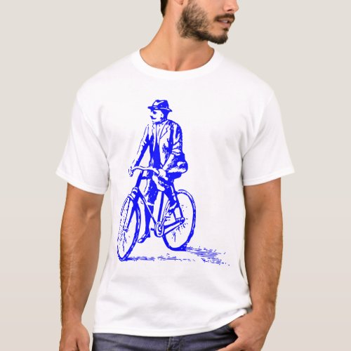 Man on a Bike _ Blue T_Shirt