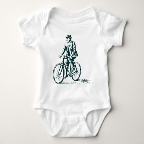 Man on a Bike _ Dark Green Baby Bodysuit