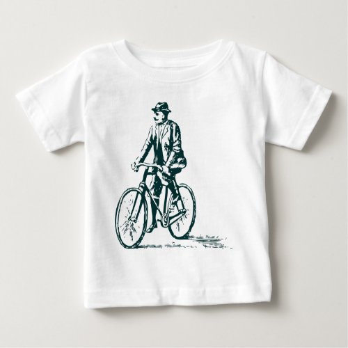 Man on a Bike _ Dark Green Baby T_Shirt