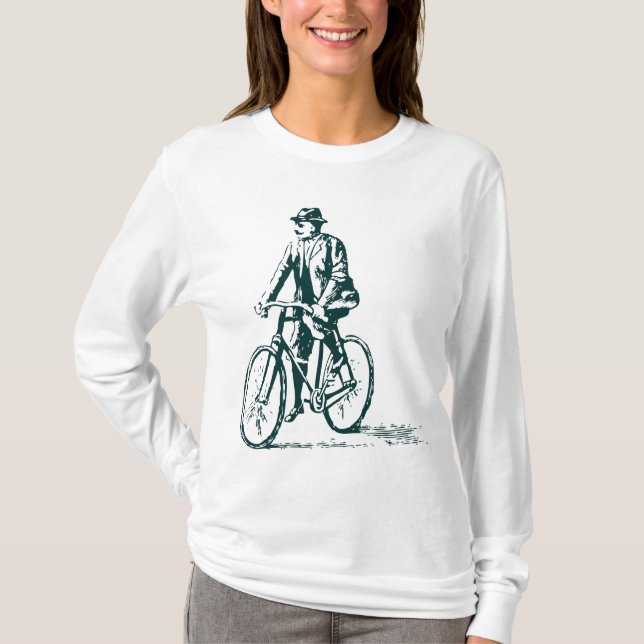 Man on a Bike - Dark Green T-Shirt (Front)