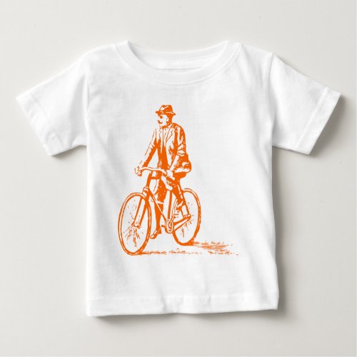 Man on a Bike _ Orange Baby T_Shirt