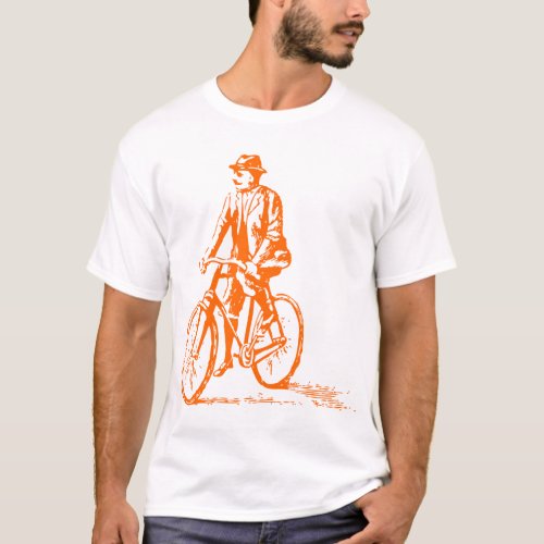 Man on a Bike _ Orange T_Shirt