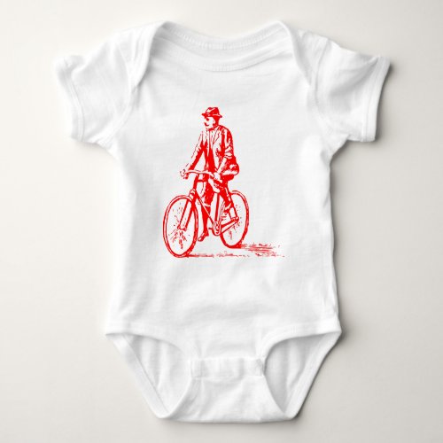 Man on a Bike _ Red Baby Bodysuit