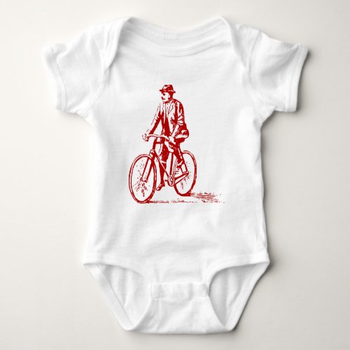 Man on a Bike _ Ruby Red Baby Bodysuit