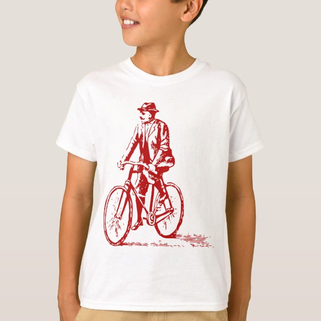 Man on a Bike - Ruby Red T-Shirt (Front)