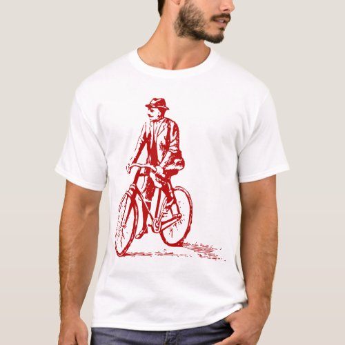 Man on a Bike _ Ruby Red T_Shirt