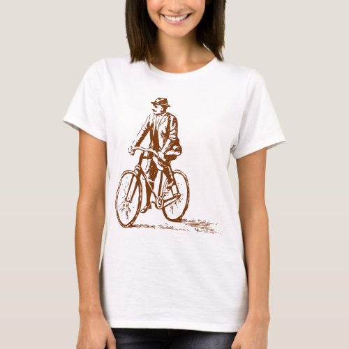 Man on a Bike _ Walnut Brown T_Shirt