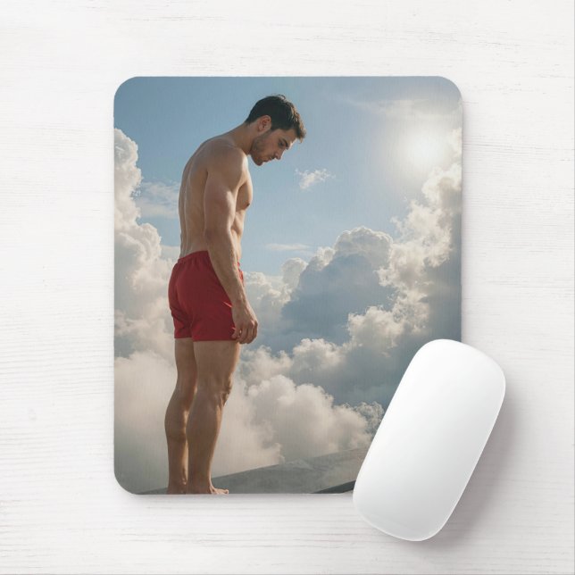 Man On a Diving Board In the Clouds Mouse Pad (With Mouse)