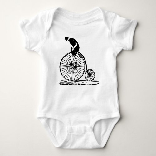 Man on a Penny Farthing _ Black Baby Bodysuit