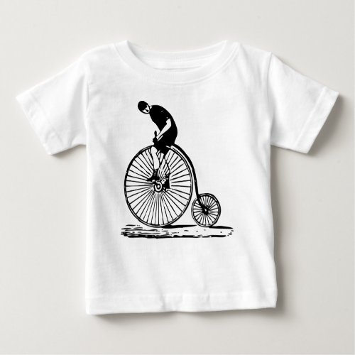 Man on a Penny Farthing _ Black Baby T_Shirt