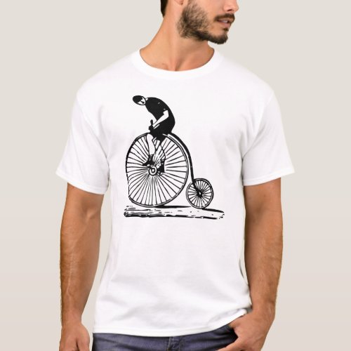 Man on a Penny Farthing _ Black T_Shirt