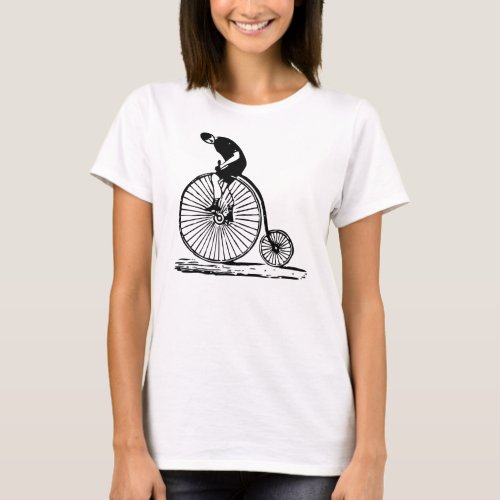 Man on a Penny Farthing _ Black T_Shirt