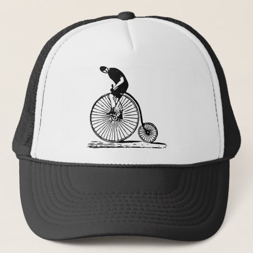 Man on a Penny Farthing _ Black Trucker Hat