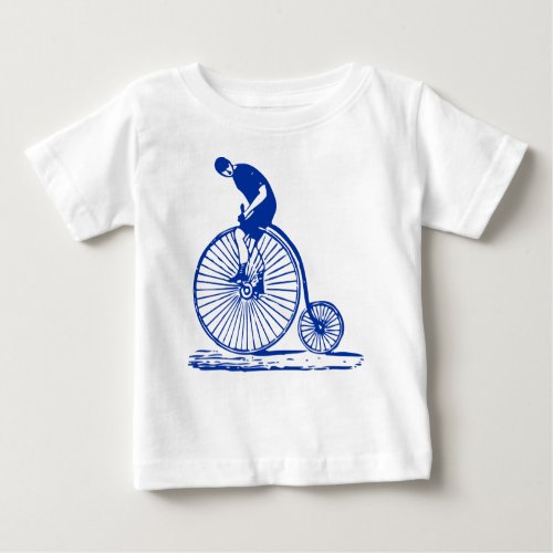 Man on a Penny Farthing _ Navy Baby T_Shirt