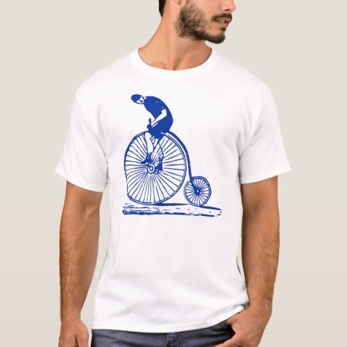 Man on a Penny Farthing _ Navy T_Shirt