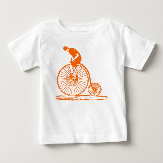 Man on a Penny Farthing - Orange Baby T-Shirt (Front)