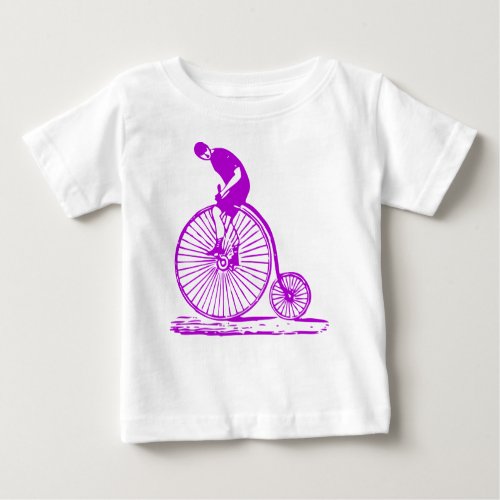 Man on a Penny Farthing _ Purple Baby T_Shirt