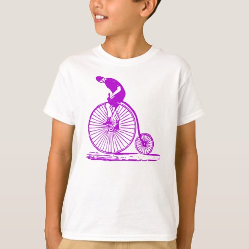 Man on a Penny Farthing _ Purple T_Shirt