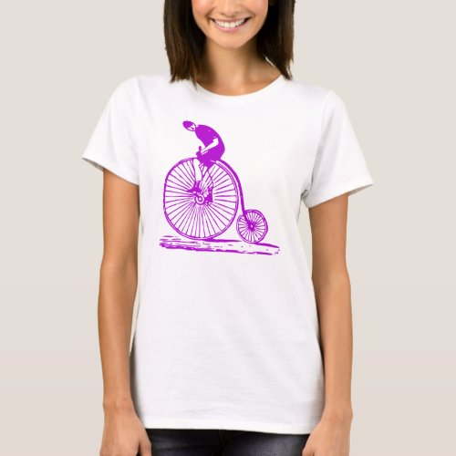 Man on a Penny Farthing _ Purple T_Shirt