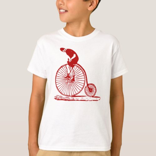 Man on a Penny Farthing _ Ruby Red T_Shirt