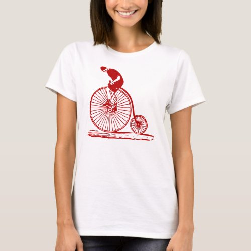 Man on a Penny Farthing _ Ruby Red T_Shirt