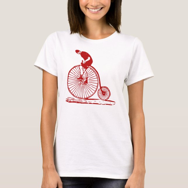 Man on a Penny Farthing - Ruby Red T-Shirt (Front)