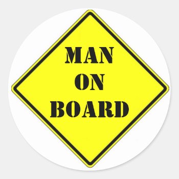 Man On Board Classic Round Sticker by Mikeybillz at Zazzle
