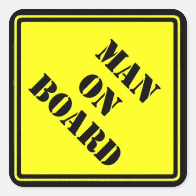 Man on Board Square Sticker (Front)