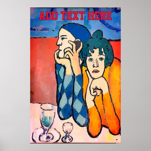 Man on Cell Phone Abstract, Matisse Style Poster (Front)