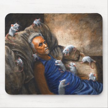 Man On Couch With Rats Mousepad by KMCoriginals at Zazzle