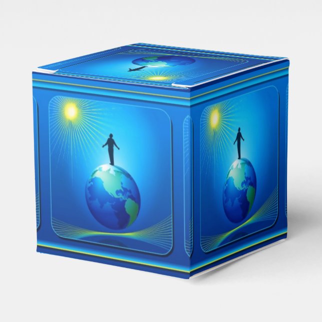 Man on Globe Favor Boxes (Front Side)