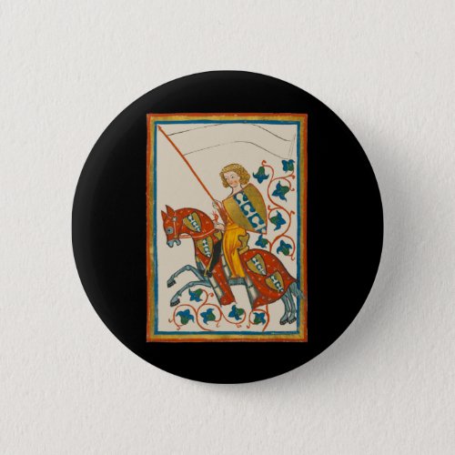 Man on Horseback 14th Century Codex Manesse Button