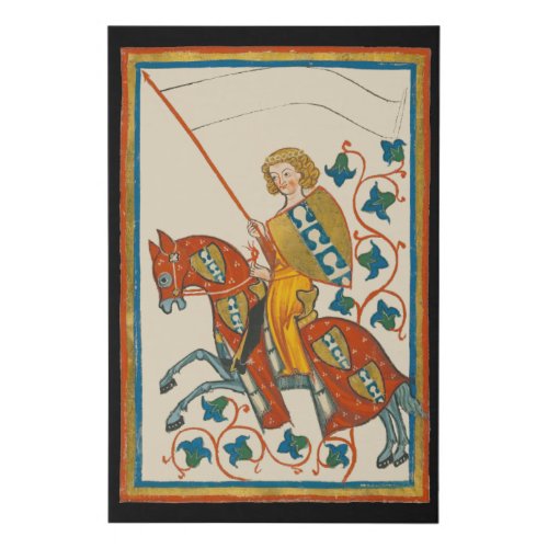 Man on Horseback 14th Century Codex Manesse Faux Canvas Print