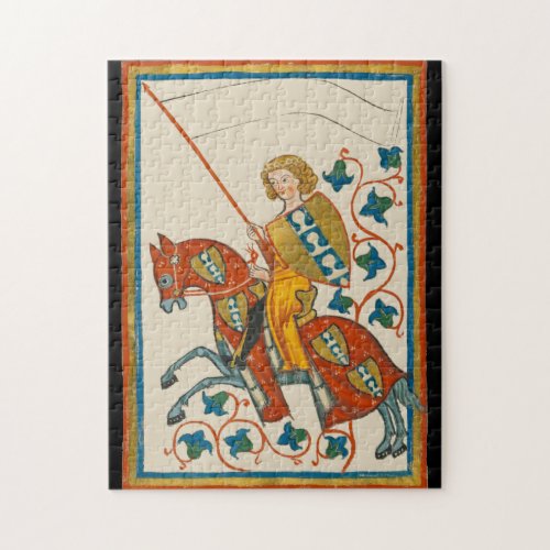 Man on Horseback 14th Century Codex Manesse Jigsaw Puzzle