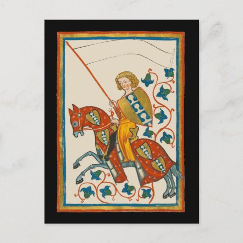 Man on Horseback 14th Century Codex Manesse Postcard