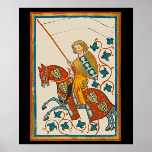 Man on Horseback 14th Century Codex Manesse Poster