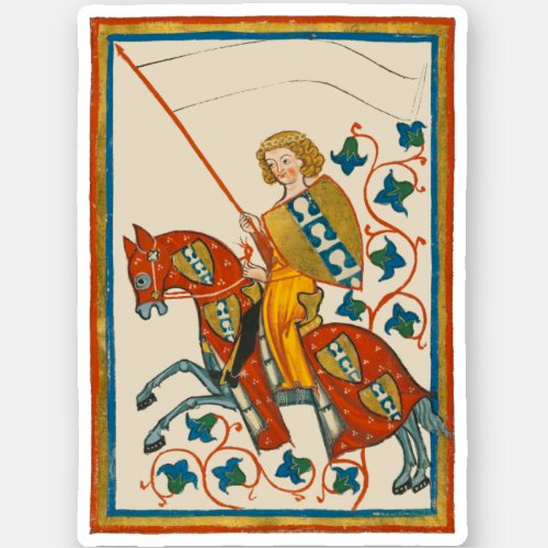 Man on Horseback 14th Century Codex Manesse Sticker