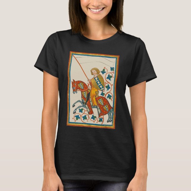 Man on Horseback 14th Century Codex Manesse T-Shirt (Front)