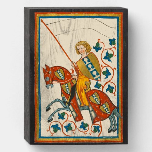 Man on Horseback 14th Century Codex Manesse Wooden Box Sign