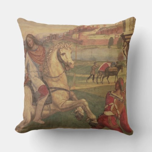 Man on Horseback from the Life of St Benedict f Throw Pillow