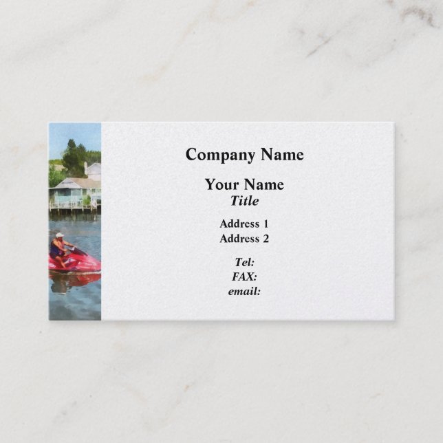 Man on Jet Ski Tuckerton Seaport Business Card (Front)