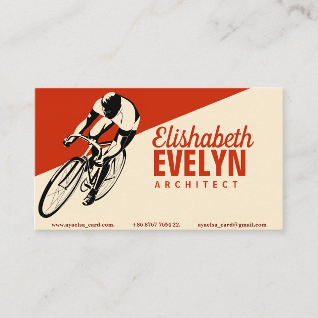 Man On Racing Bike Business Card (Front)
